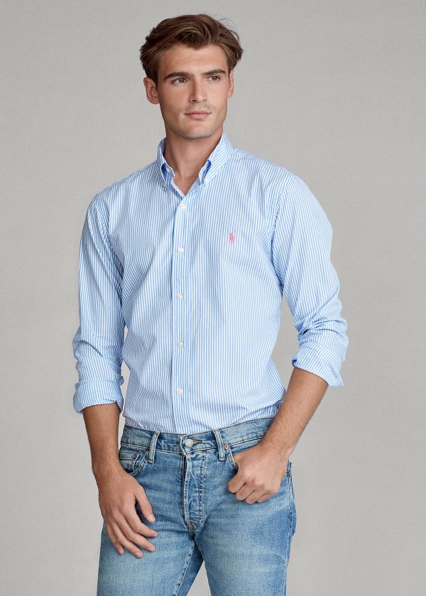 Men's Polo Ralph Lauren Classic Fit Striped Shirts | 127683TQY